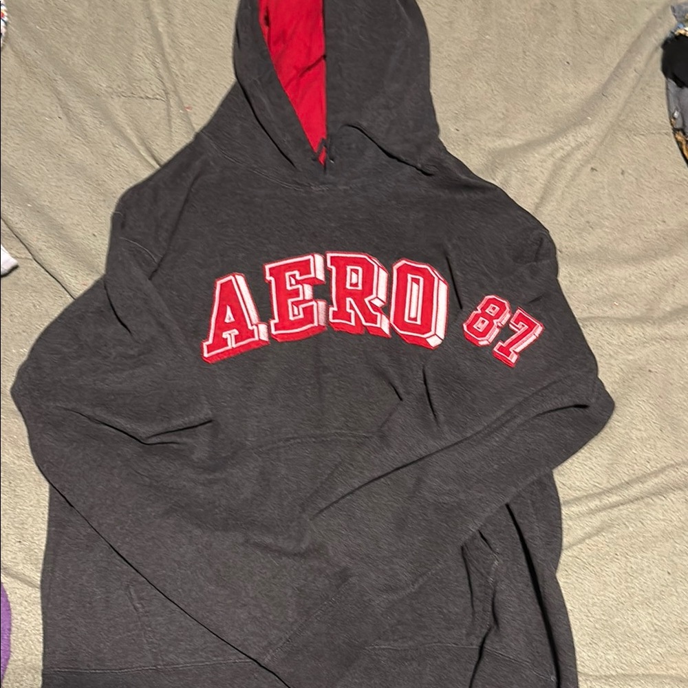 Aero 87 Gray and Red Hoodie